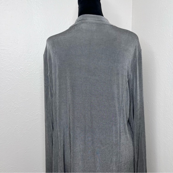 CHICOS TRAVELERS COLLECTION WOMENS SPARKLY DARK GRAY OPEN FRONT CARDIGAN Sz 2 - Picture 7 of 12